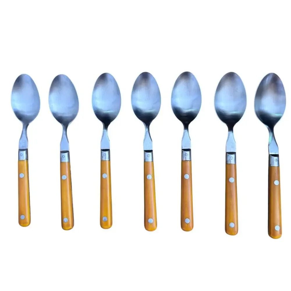 1970s Washington Forge Mardi Gras Butterscotch Yellow Flatware Set 35 Pieces